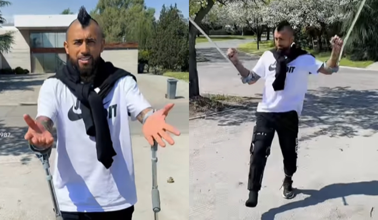 ¡Con muletas y todo! Arturo Vidal sacó los pasos 