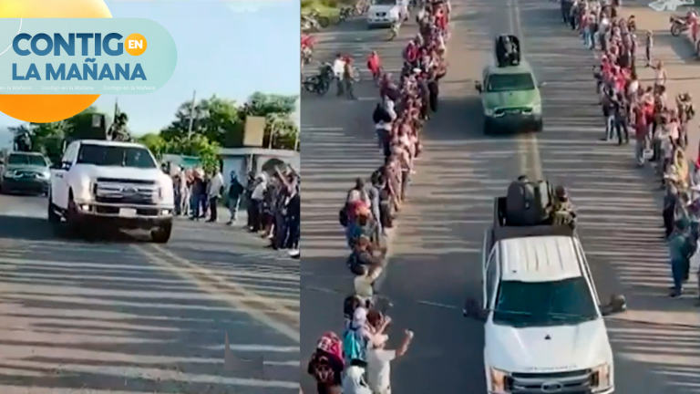 Camionetas blindadas y armas: Desfile del Cártel de Sinaloa es aplaudido por pobladores