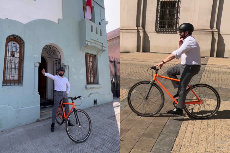 Día Nacional Sin Auto: Presidente Boric realizó su trayecto a La Moneda en bicicleta