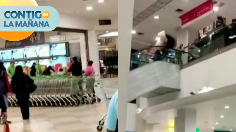 Lanzaron maceteros desde el 2do piso: Captan dantesca pelea entre mecheros y guardias en mall