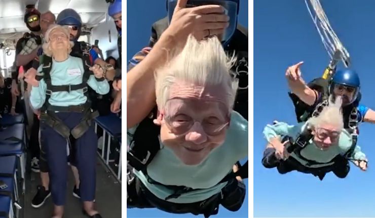 ¡Sequísima! Mujer de 104 años busca establecer récord mundial de salto en paracaídas