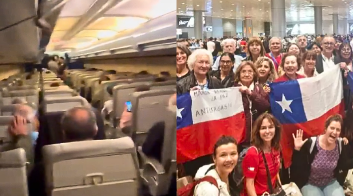 Entonando el himno nacional: Viralizan emotivo registro de chilenos rescatados desde Israel
