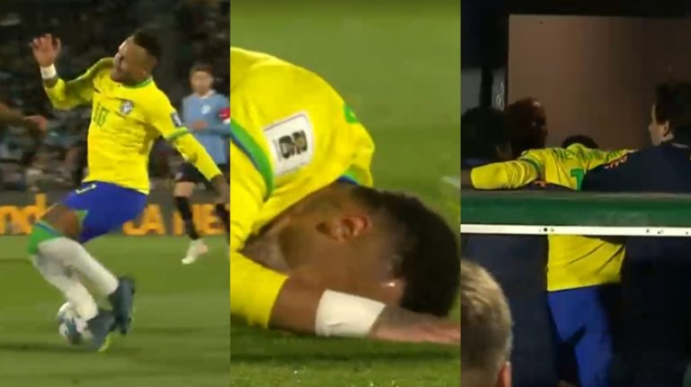 Alarma en Brasil: Neymar se lesionó y tuvo que salir con ayuda del duelo contra Uruguay
