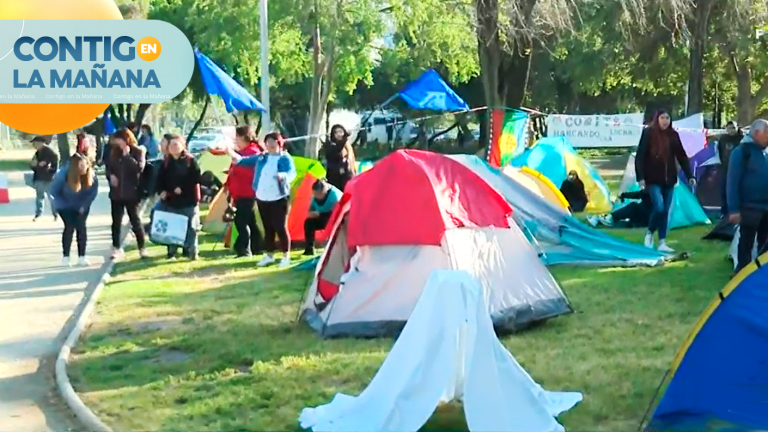 Pobladores de Lo Hermida se tomaron parque en Providencia: Exigen solución habitacional