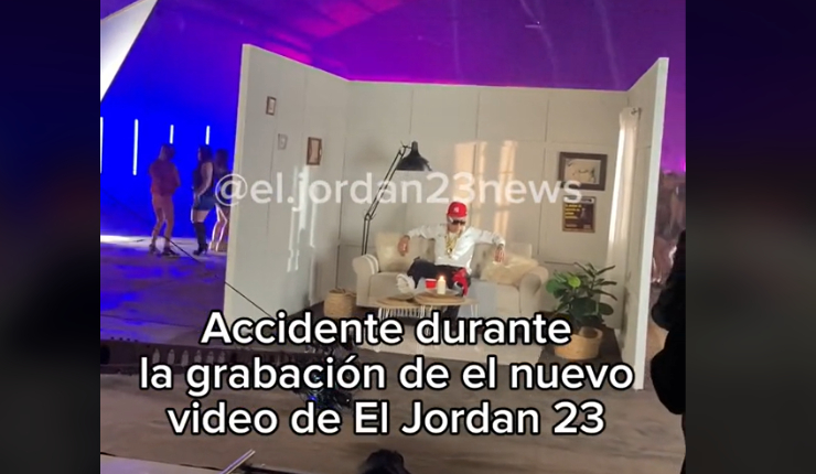 ¡Se desplomó! Viralizan accidente de El Jordan 23 durante grabación de video musical