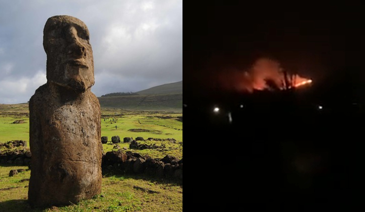 Declaran alerta roja por incendio forestal en Rapa Nui: Fuego amenaza a sectores poblados