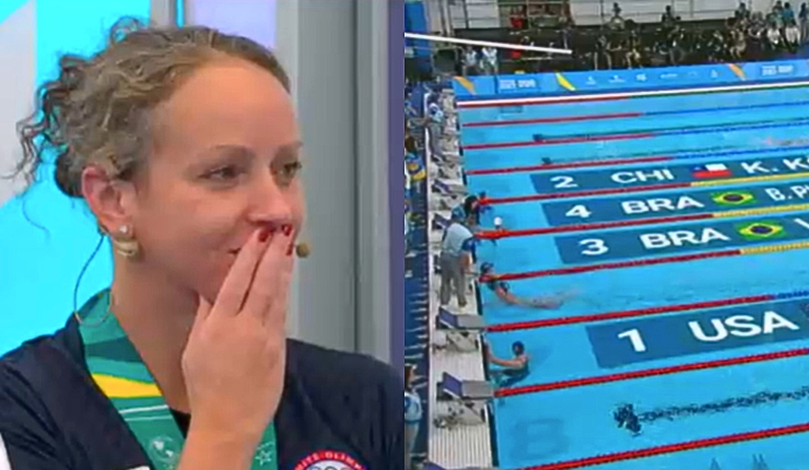 Köbrich se emociona al reaccionar a su propia carrera de natación en Panamericanos: 