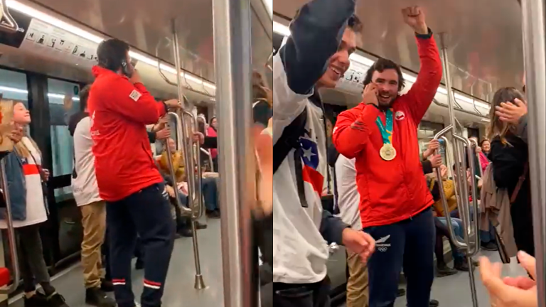 “Te cargamos la BIP!”: Lucas Nervi recibió aplausos en el metro tras ganar el oro en Panamericanos