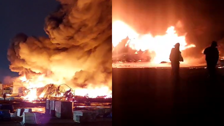 Incendio de grandes proporciones se registró en fábrica de plástico en Cerrillos