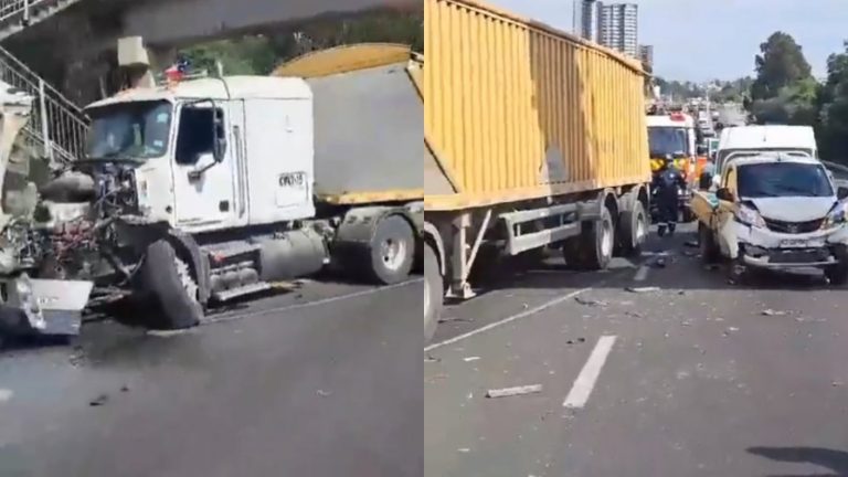 Colisión múltiple en Camino Internacional de Viña del Mar involucró al menos seis vehículos