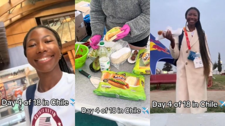 Atleta estadounidense probó el completo chileno por primera vez en los Juegos Panamericanos y así reaccionó