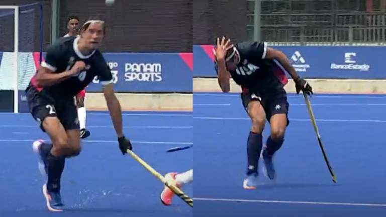 En plena cabeza: Estadounidense recibió impactante bochazo en el comienzo del hockey césped