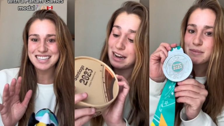 Clavadista canadiense mostró su medalla de plata y la caja que reciben en Panamericanos: 