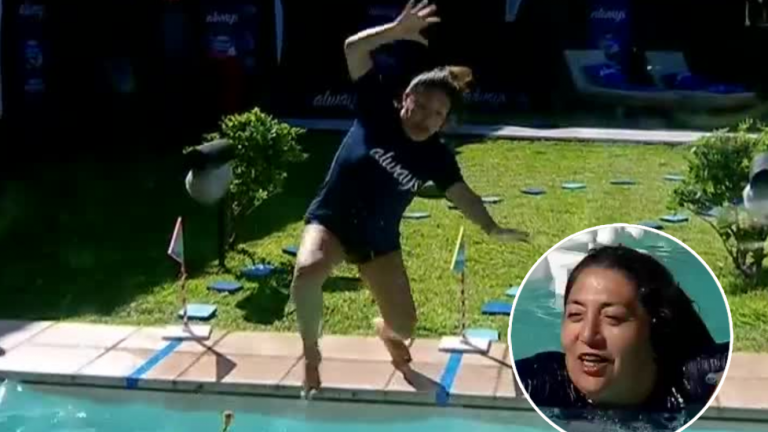 ¡Con porrazo incluido! Pincoya se resbaló y tuvo aparatosa caída en la piscina de Gran Hermano