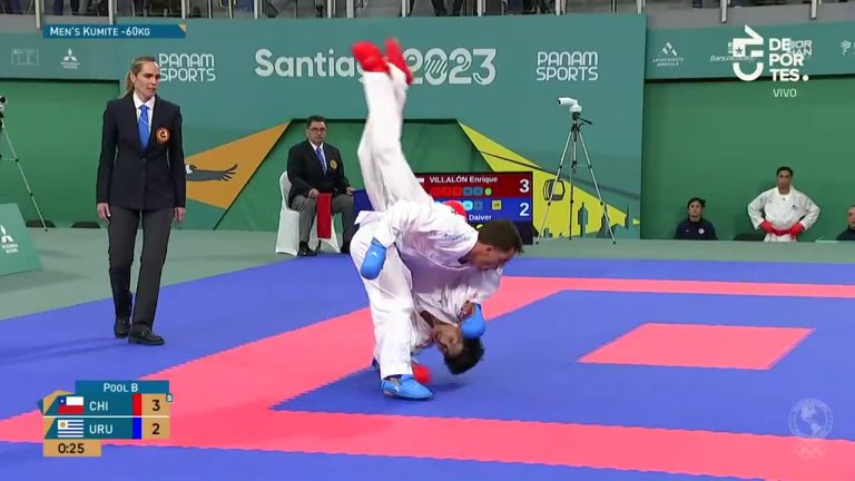 Enrique Villalón se quedó con el triunfo en karate tras descalificación de Uruguay por polémica falta en Santiago 2023