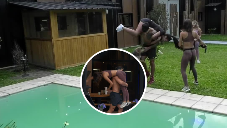 Coni se salvó: Jorge aprovechó un descuido de Vivi para lanzarla a la piscina