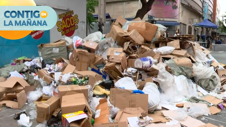 Registran gran acumulación de basura en Santiago Centro por paro de recolectores
