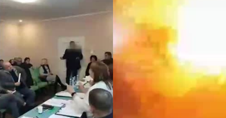 Impresionante video: Concejal ucraniano lanzó granadas en reunión y dejó 26 heridos