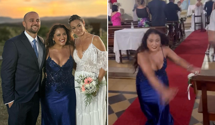 Pamela Leiva sufrió bochornosa caída en boda de Andrea Dellacasa: Escalón le jugó una mala pasada