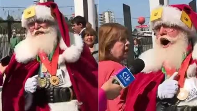 El momento en que Viejito Pascuero que fue a votar asustó a mujer en el Estadio Monumental