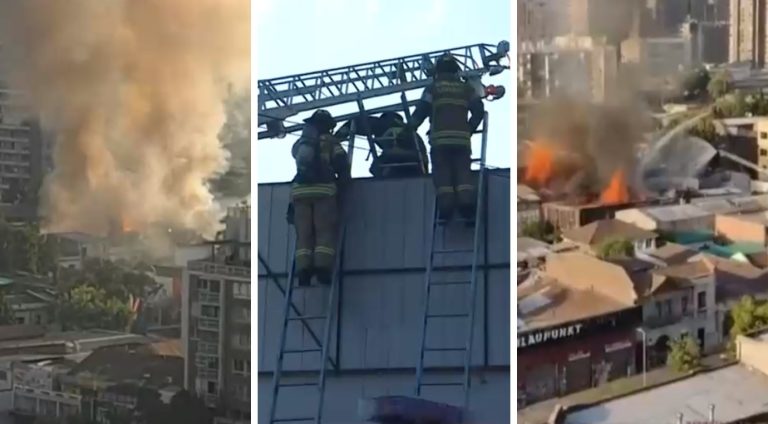 Cinco casas consumidas por incendio que afecta a manzana en Barrio 10 de Julio en Santiago