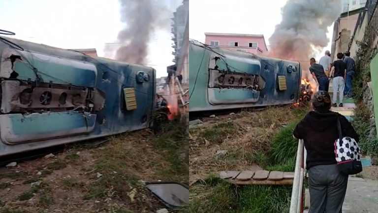Bus desbarrancó en cerro de Valparaíso, provocó incendio y 20 personas resultaron lesionadas