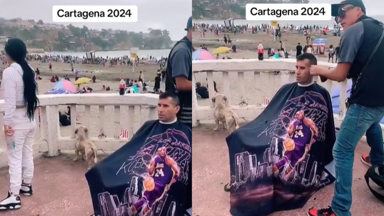 ¿Con vista al mar? Polémica por barbería itinerante que se tomó playa de Cartagena