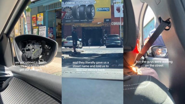 Tiktokers británicos impactados al recuperar espejos robados de su auto en Santiago: 