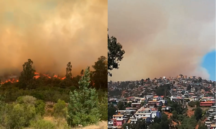 Fuego sin control: Impactantes registros del incendio en Peñuelas que tiene cortada Ruta 68