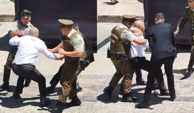 Captan a hombre saltando barreras de protección en funeral de Sebastián Piñera: Carroza pasaba por La Moneda