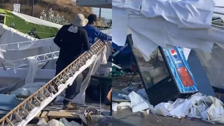 Desplome de carpa en feria gastronómica de Tomé dejó 18 personas lesionadas