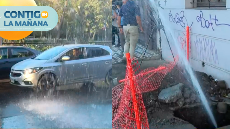 Cañería rota comenzó a inundar calle Santa María: Vecinos están hace 4 días sin agua