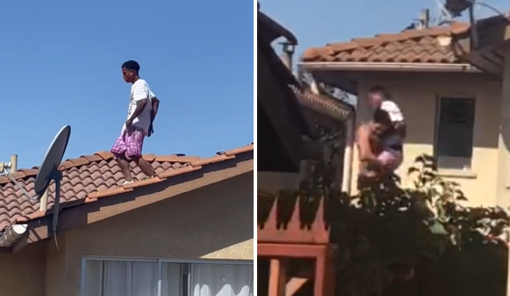 Vecino lo agarró en el techo: Graban arriesgada retención ciudadana de presunto delincuente en Quilicura