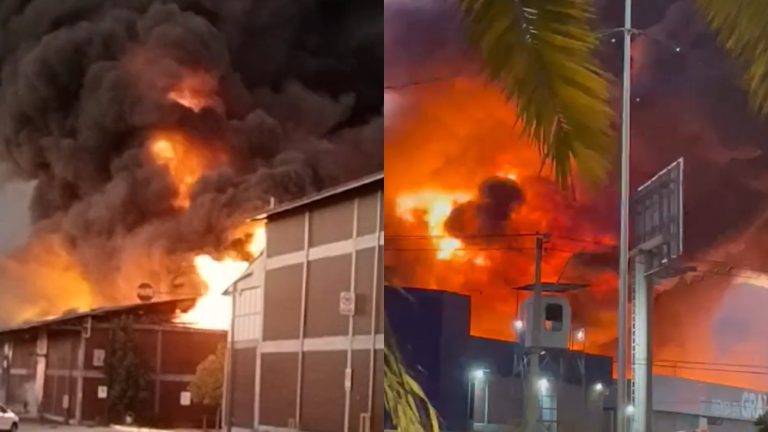 Así se vio el gigantesco incendio en las bodegas San Francisco en Pudahuel