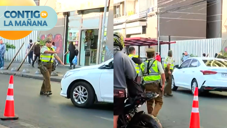 Intentó atropellar a Carabinero: Conductor se dio a la fuga durante fiscalización en Estación Central