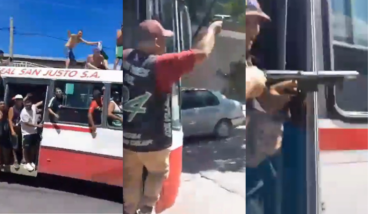 Escalofriante: Barra de equipo argentino fue a la cancha con pistolas y una ametralladora