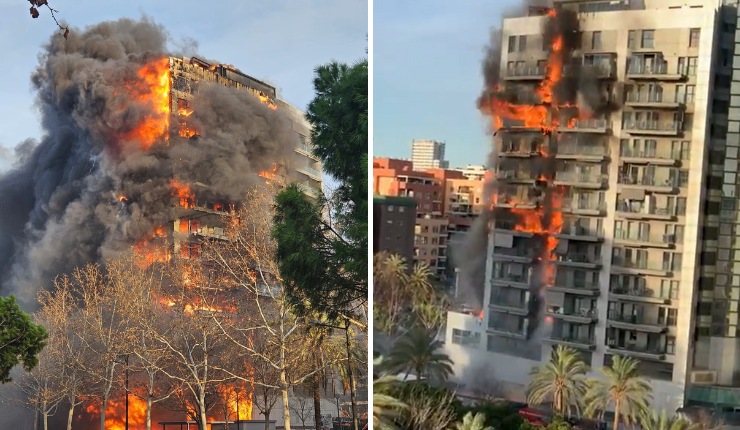 Incendio consumió a edificio residencial de 14 pisos en España: Reportan personas atrapadas