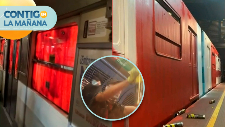 Más de 30 encapuchados vandalizaron 7 vagones del Metro con pasajeros en su interior