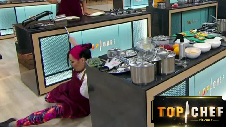 Zapallito casi se lesionó al caerse por un aceite derramado en el suelo en Top Chef VIP