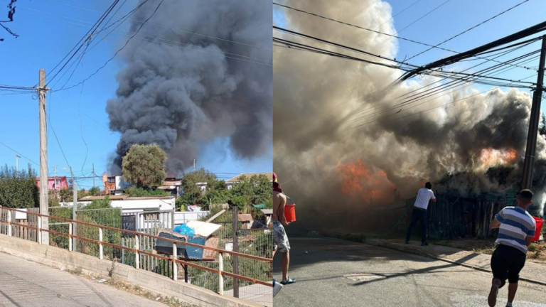 Incendio estructural afecta al sector Villa Hermosa en Viña del Mar