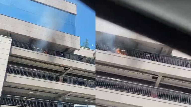 Reportan incendio de un auto dentro de estacionamiento del Mall Alto Las Condes