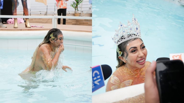 Lo dio todo: Así fue el piscinazo de Naya Fácil al ser condecorada como embajadora de Viña 2024