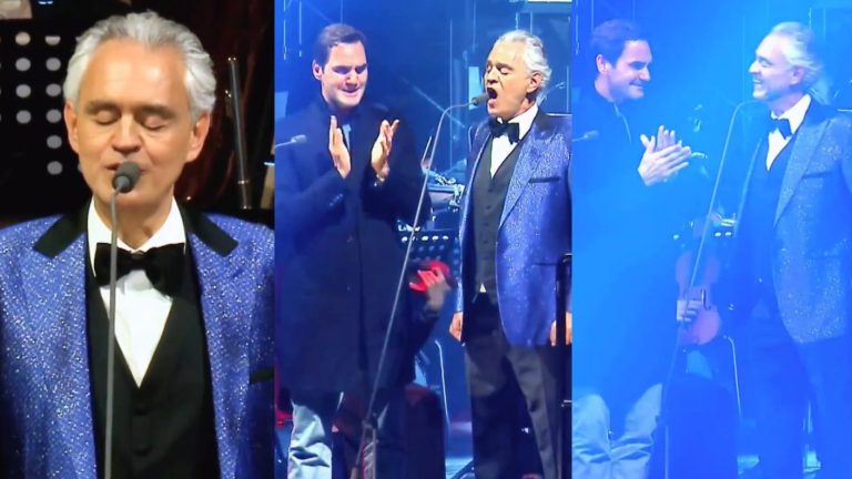 El día que Andrea Bocelli, artista de Viña 2024, emocionó e hizo llorar a Roger Federer en su concierto