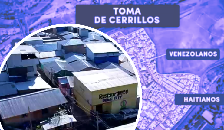 Así es el mapa de la toma de Cerrillos: Tiene 3 discotecas y está separada por nacionalidad