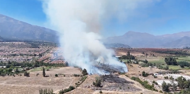 Incendio forestal amenaza a viviendas en Puente Alto