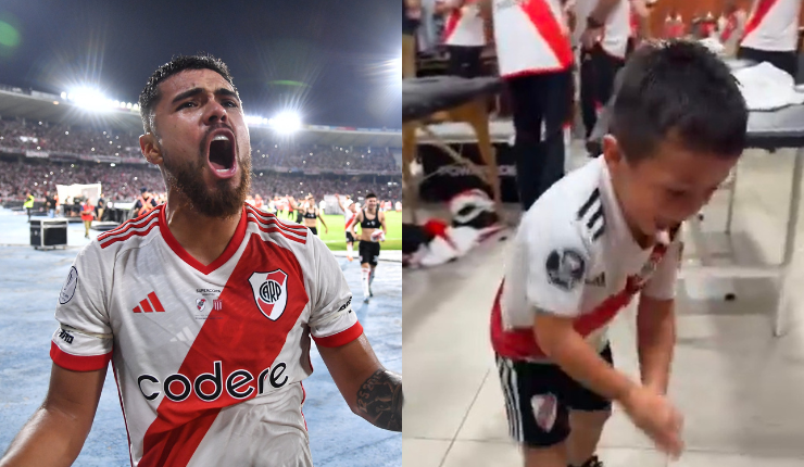 Imitó y bailó: Hijo de Paulo Díaz sacó sus pasos prohibidos en festejo de título de River