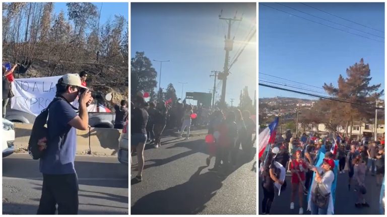 Damnificados por incendios forestales protestaron en Quilpué: Criticaron falta de apoyo del gobierno