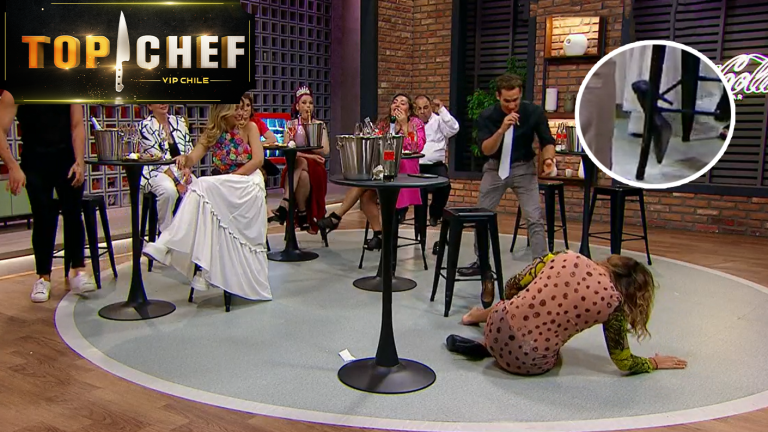 ¡Quedó sin zapatos! Trinidad Cerda sufrió estrepitosa caída en Top Chef VIP