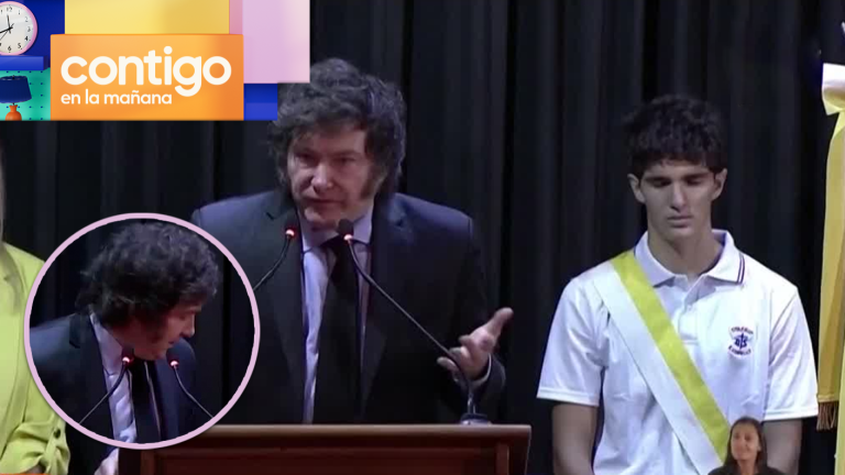 Así fue el momento en que niño se desmayó en medio de discurso de Javier Milei