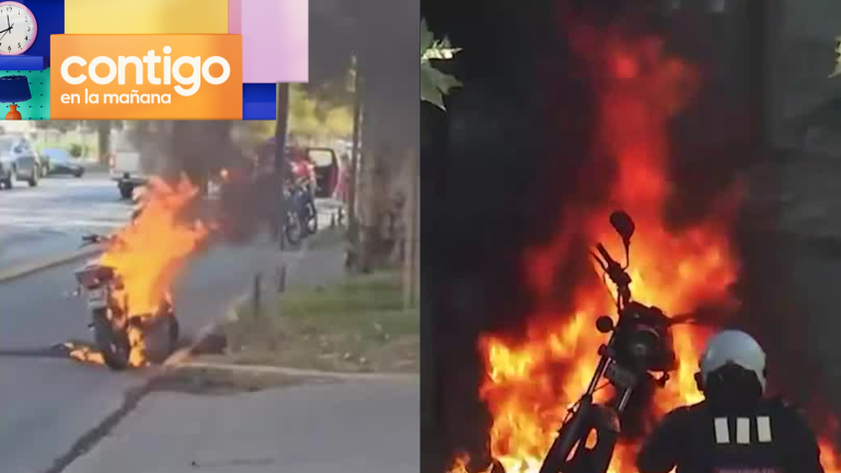 Conductor incendió su moto en fiscalización: Habría sido sorprendido con patente clonada